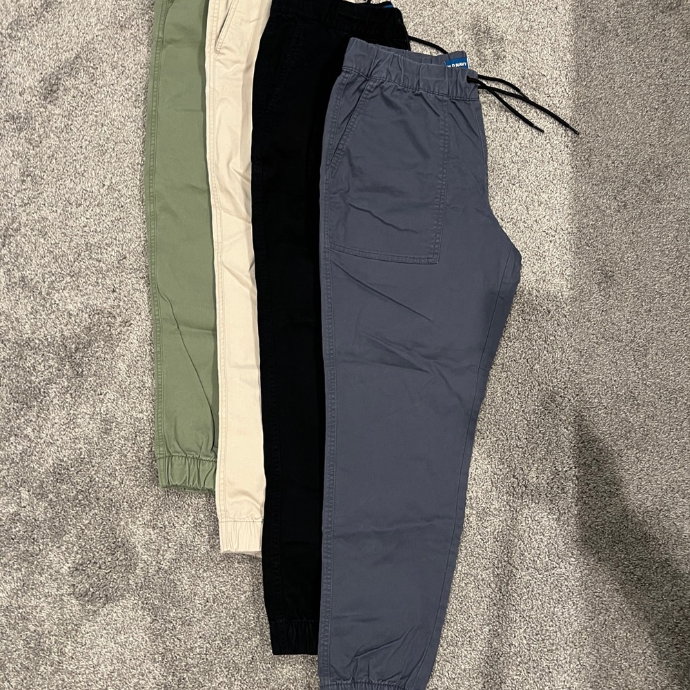 Men's Casual Pants - Green, Beige, Black, and Gray